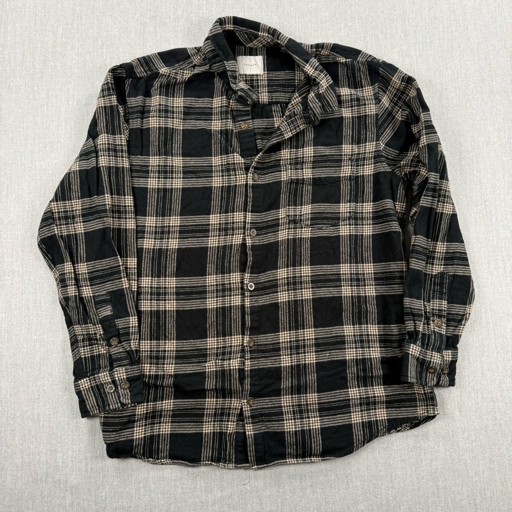 PacSun‎ Black and Cream Plaid Button-Up Shirt